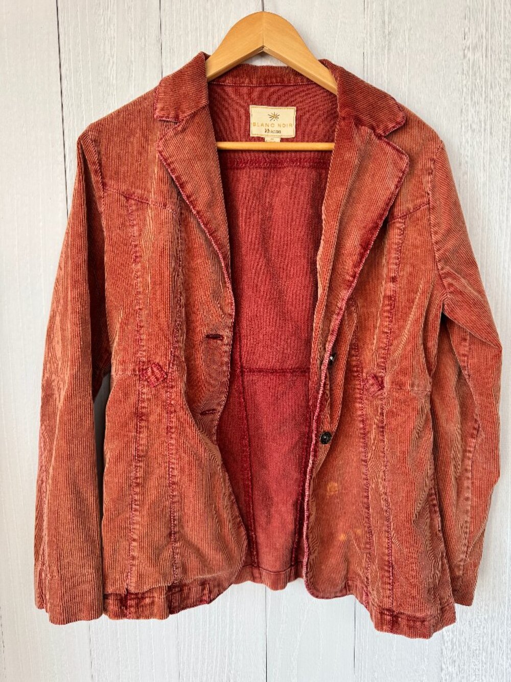 Blanc Noir Khanna Rust Corduroy Blazer Jacket Size M Boho